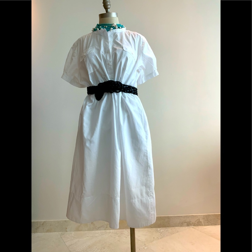 Crisp DKNY Pure Refreshing White Cotton Dress sz Lg